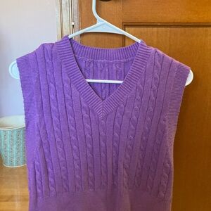 Purple Cable Knit Women's Cropped Sweater Vest